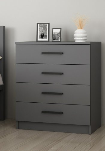 FUNZI LIVING 4925 kommode, m. 4 skuffer - antracitgr melamin