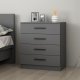 FUNZI LIVING 4925 kommode, m. 4 skuffer - antracitgr melamin