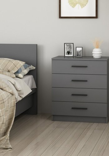 FUNZI LIVING 4925 kommode, m. 4 skuffer - antracitgr melamin