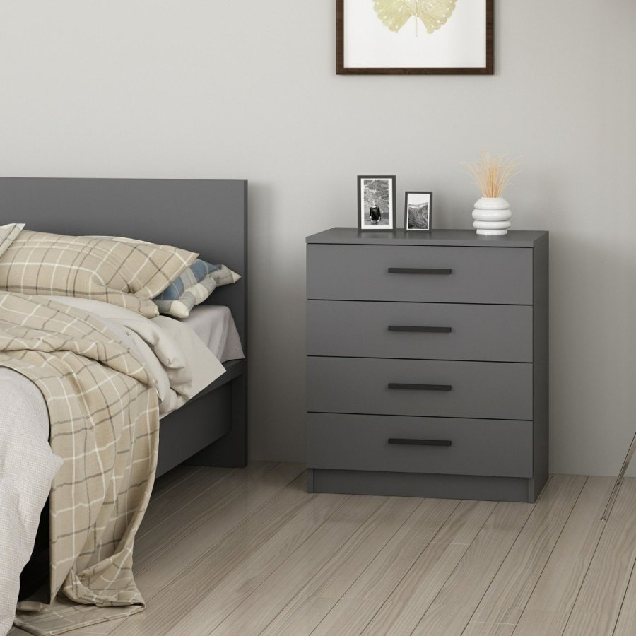 FUNZI LIVING 4925 kommode, m. 4 skuffer - antracitgr melamin