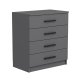 FUNZI LIVING 4925 kommode, m. 4 skuffer - antracitgr melamin