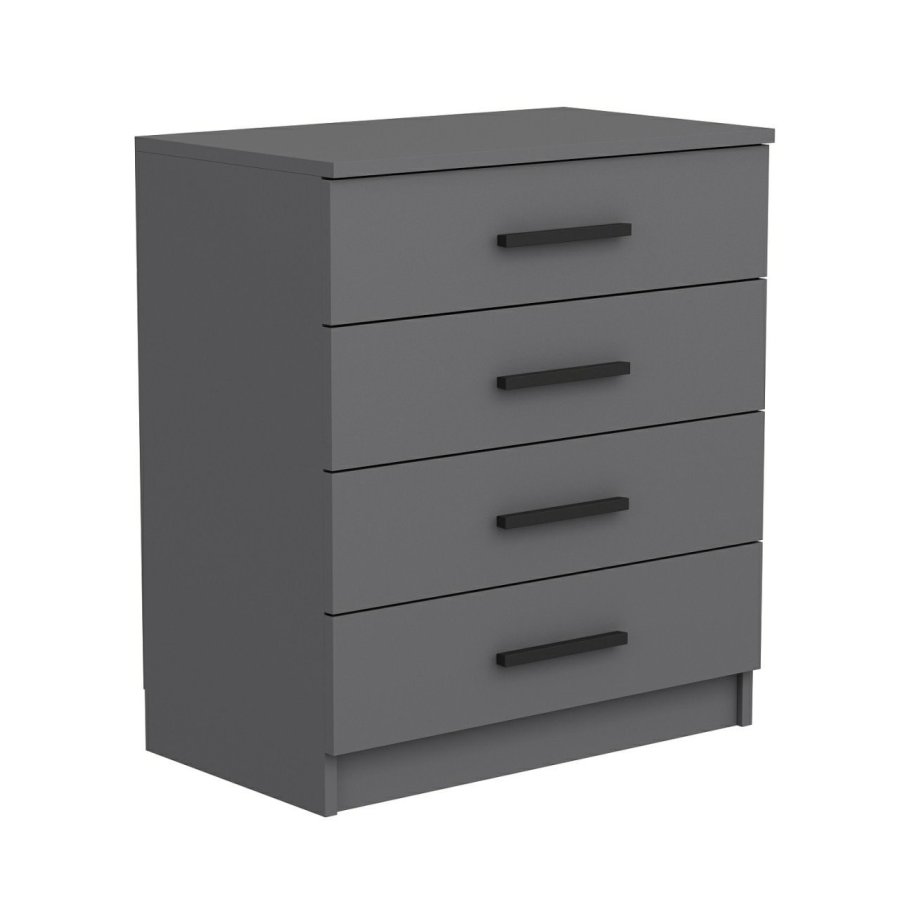 FUNZI LIVING 4925 kommode, m. 4 skuffer - antracitgr melamin