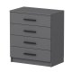 FUNZI LIVING 4925 kommode, m. 4 skuffer - antracitgr melamin