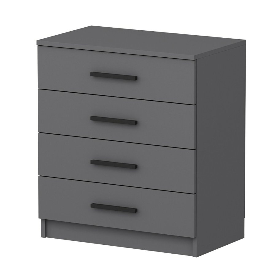 FUNZI LIVING 4925 kommode, m. 4 skuffer - antracitgr melamin