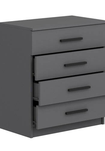 FUNZI LIVING 4925 kommode, m. 4 skuffer - antracitgr melamin