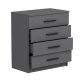 FUNZI LIVING 4925 kommode, m. 4 skuffer - antracitgr melamin