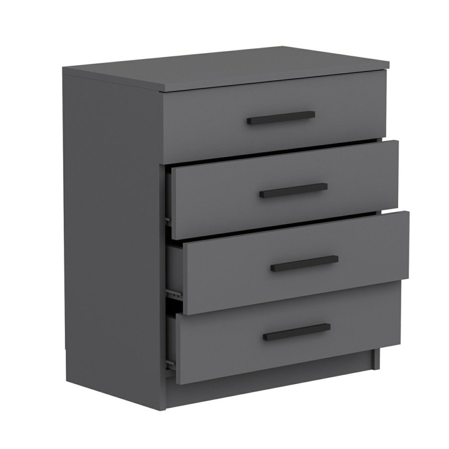 FUNZI LIVING 4925 kommode, m. 4 skuffer - antracitgr melamin