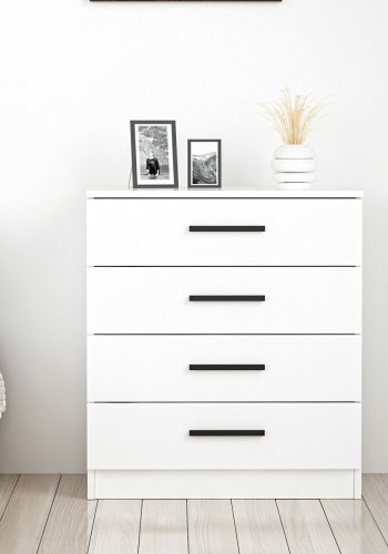 FUNZI LIVING 85 kommode, m. 4 skuffer - hvid melamin