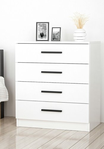 FUNZI LIVING 85 kommode, m. 4 skuffer - hvid melamin