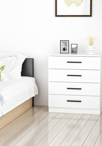 FUNZI LIVING 85 kommode, m. 4 skuffer - hvid melamin