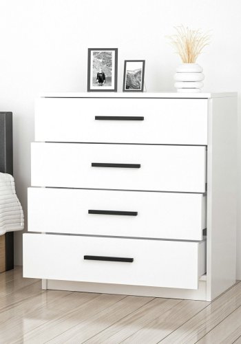 FUNZI LIVING 85 kommode, m. 4 skuffer - hvid melamin