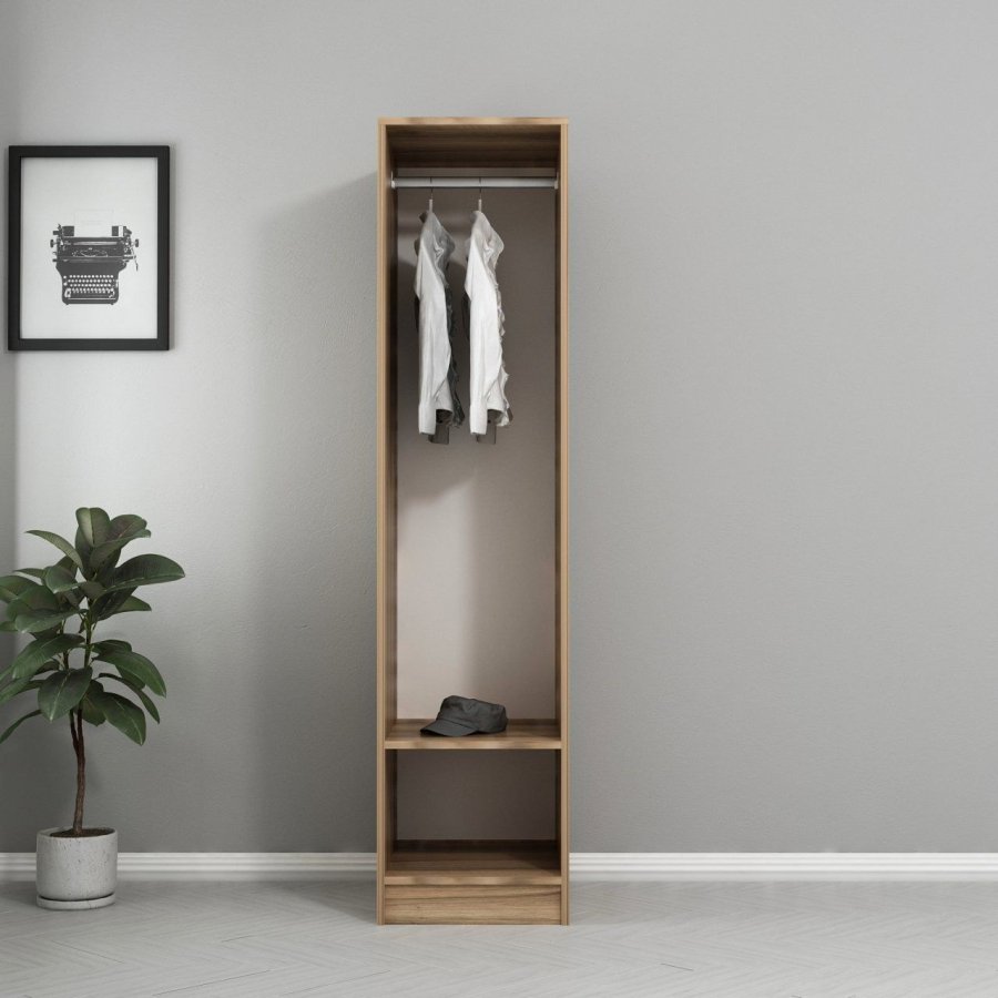 FUNZI LIVING 190 bent garderobeskab, m. 1 bjlestang og 1 hylde - natur melamin