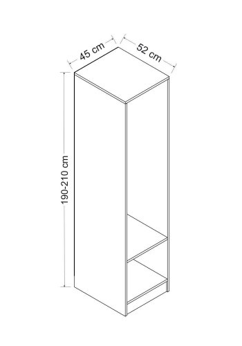FUNZI LIVING 190 bent garderobeskab, m. 1 bjlestang og 1 hylde - natur melamin