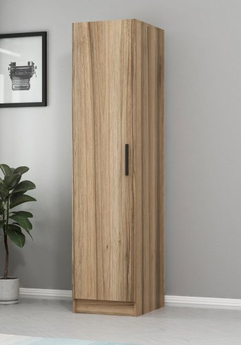 FUNZI LIVING 210 garderobeskab, m. 1 lge, 1 bjlestang og 1 hylde - natur melamin