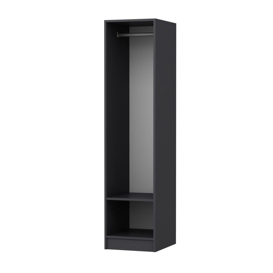 FUNZI LIVING 210 bent garderobeskab, m. 1 bjlestang og 1 hylde - antracitgr melamin