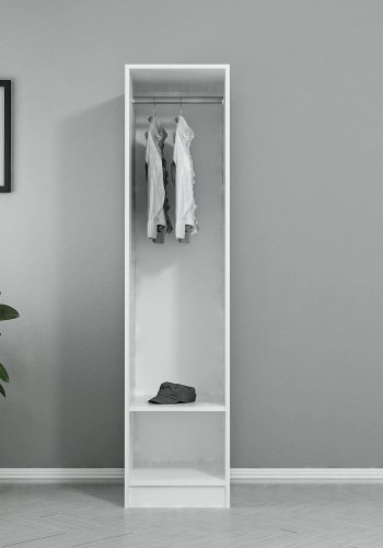 FUNZI LIVING 210 bent garderobeskab, m. 1 bjlestang og 1 hylde - hvid melamin