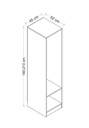 FUNZI LIVING 210 bent garderobeskab, m. 1 bjlestang og 1 hylde - hvid melamin