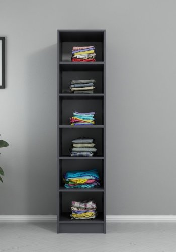 FUNZI LIVING 190 bent garderobeskab, m. 5 hylder - antracitgr melamin