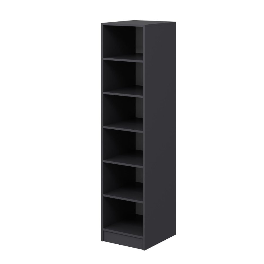 FUNZI LIVING 190 bent garderobeskab, m. 5 hylder - antracitgr melamin