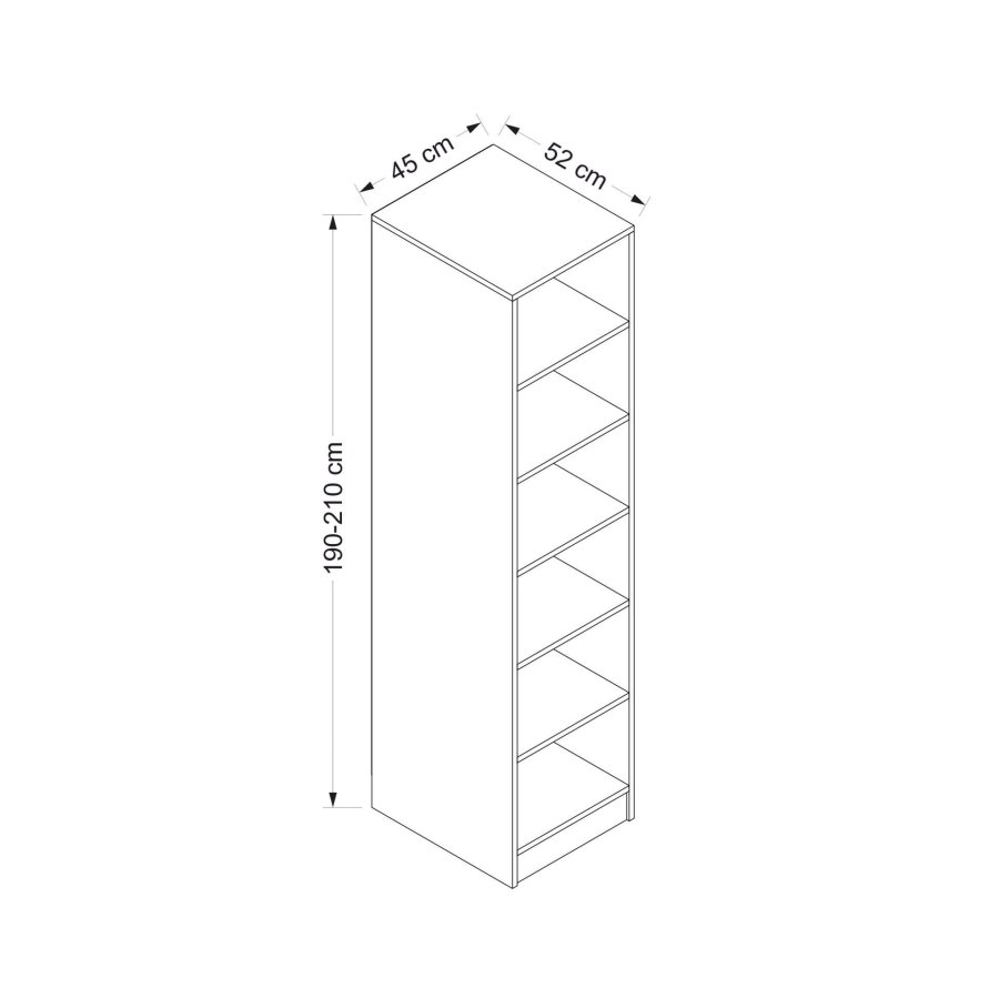 FUNZI LIVING 210 bent garderobeskab, m. 5 hylder -antracit melamin