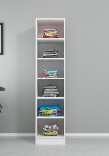 FUNZI LIVING 190 bent garderobeskab, m. 5 hylder - hvid melamin