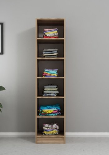 FUNZI LIVING 190 bent garderobeskab, m. 5 hylder - natur melamin