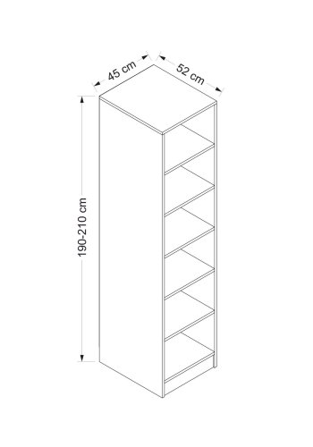 FUNZI LIVING 190 bent garderobeskab, m. 5 hylder - natur melamin