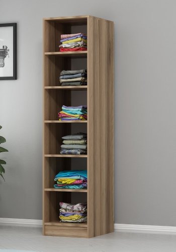 FUNZI LIVING 210 bent garderobeskab, m. 5 hylder - natur melamin