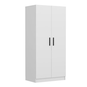 FUNZI LIVING Kales 210 garderobeskab, m. 2 lger, 1 hylde, 2 bjlestnger - hvid melamin