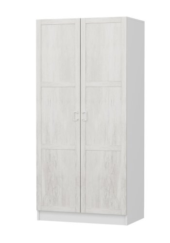 FUNZI LIVING Kales 210 garderobeskab, m. 2 lger, 1 hylde, 2 bjlestnger - antik hvid og hvid