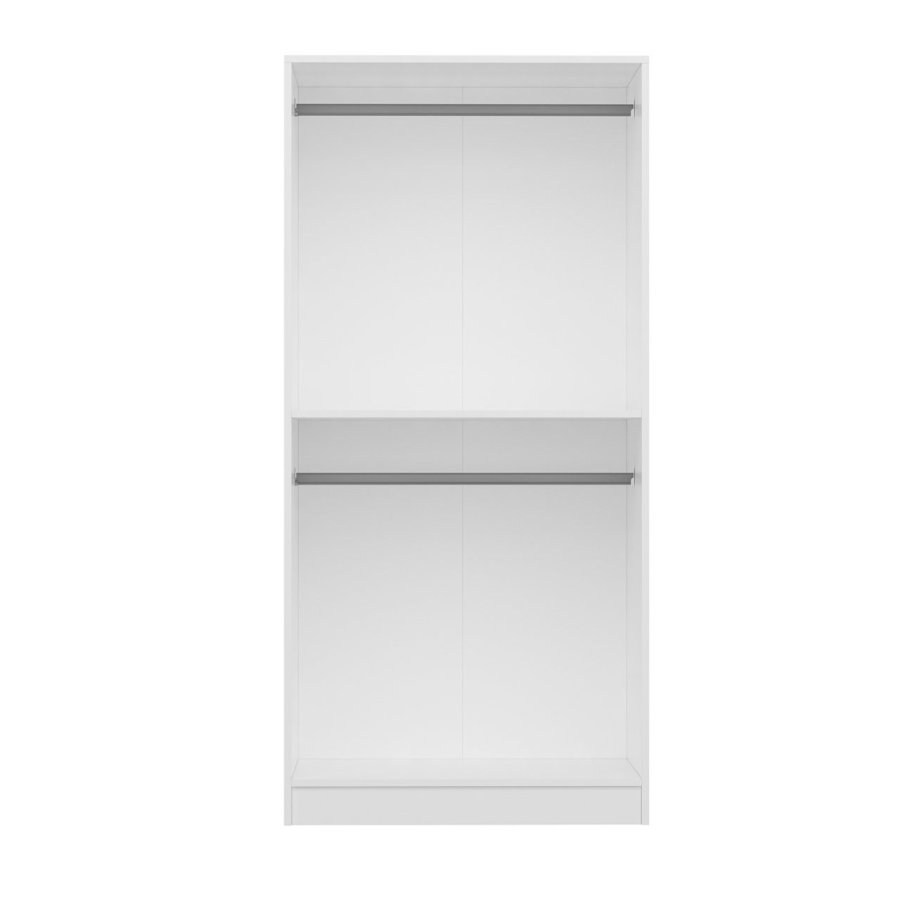 FUNZI LIVING Kales 190 garderobeskab, m. 2 spejllger, 1 hylde, 2 bjlestnger - antik hvid melamin