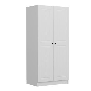 FUNZI LIVING Kales Membran 210 garderobeskab, m. 2 lger, 1 hylde, 2 bjlestnger - hvid melamin