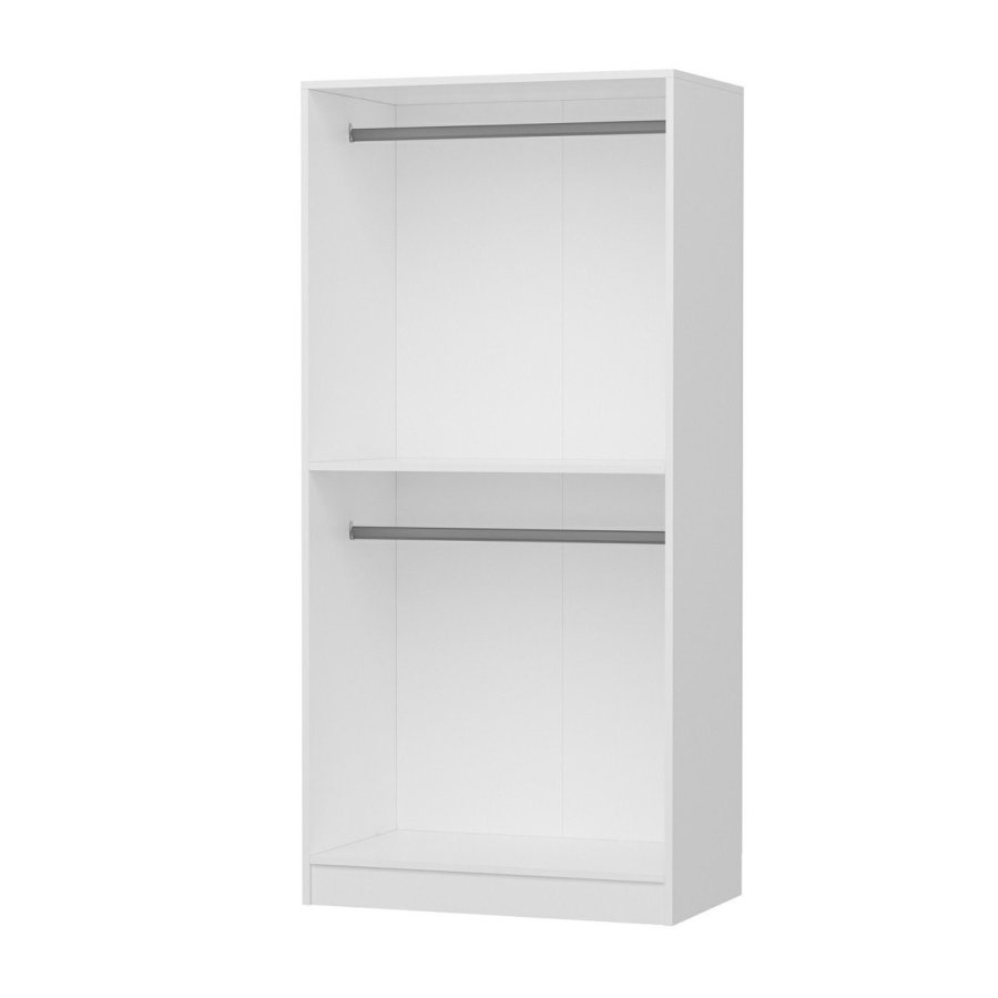 FUNZI LIVING Kales Membran 210 garderobeskab, m. 2 lger, 1 hylde, 2 bjlestnger - hvid melamin