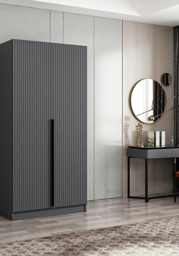 FUNZI LIVING Plus Membran 210 garderobeskab, m. 2 lger, 1 hylde, 2 bjlestnger - antracitgr