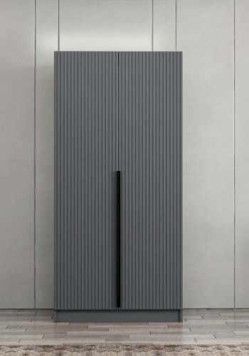 FUNZI LIVING Plus Membran 210 garderobeskab, m. 2 lger, 1 hylde, 2 bjlestnger - antracitgr