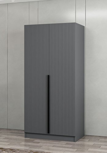 FUNZI LIVING Plus Membran 210 garderobeskab, m. 2 lger, 1 hylde, 2 bjlestnger - antracitgr