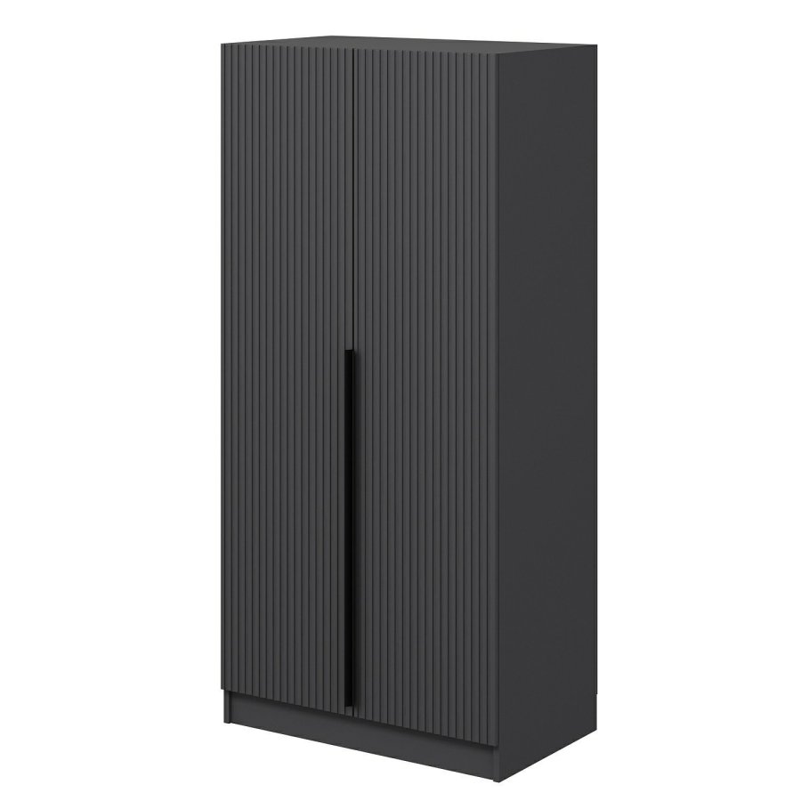 FUNZI LIVING Plus Membran 210 garderobeskab, m. 2 lger, 1 hylde, 2 bjlestnger - antracitgr