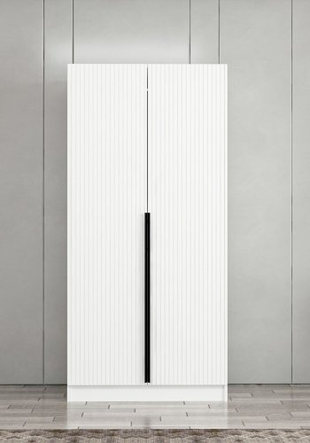 FUNZI LIVING Plus Membrane 210 garderobeskab, m. 2 lger, 1 hylde, 2 bjlestnger - hvid melamin