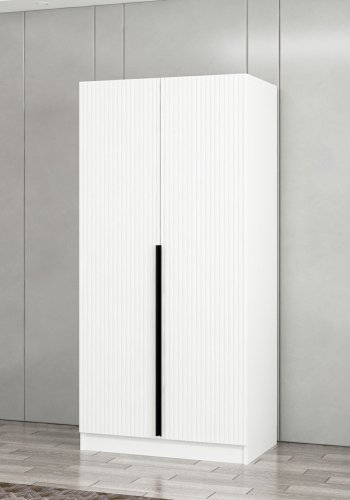 FUNZI LIVING Plus Membrane 210 garderobeskab, m. 2 lger, 1 hylde, 2 bjlestnger - hvid melamin