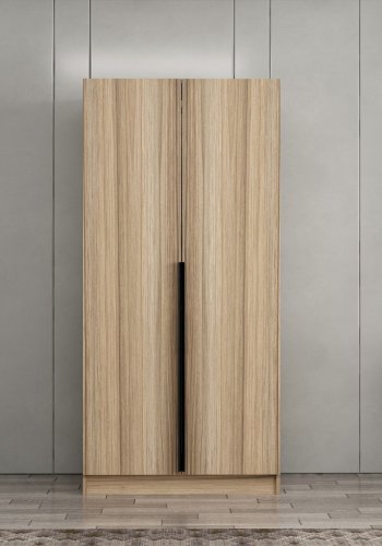 FUNZI LIVING Plus 210 garderobeskab, m. 2 lger, 1 hylde, 2 bjlestnger - egefarvet melamin