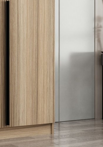 FUNZI LIVING Plus 210 garderobeskab, m. 2 lger, 1 hylde, 2 bjlestnger - egefarvet melamin