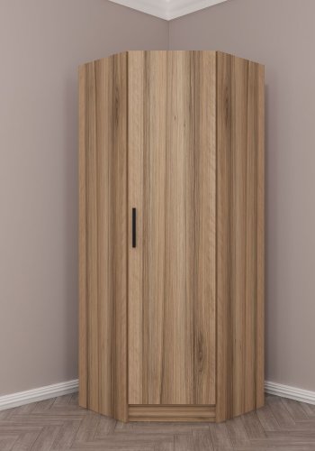 FUNZI LIVING 210 hjrnegarderobeskab, m. 1 lge, 1 hylde - valnddefarvet melamin