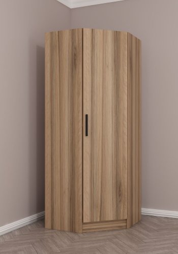 FUNZI LIVING 210 hjrnegarderobeskab, m. 1 lge, 1 hylde - valnddefarvet melamin