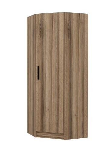 FUNZI LIVING 210 hjrnegarderobeskab, m. 1 lge, 1 hylde - valnddefarvet melamin