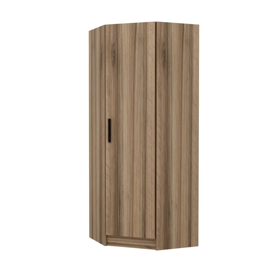 FUNZI LIVING 210 hjrnegarderobeskab, m. 1 lge, 1 hylde - valnddefarvet melamin