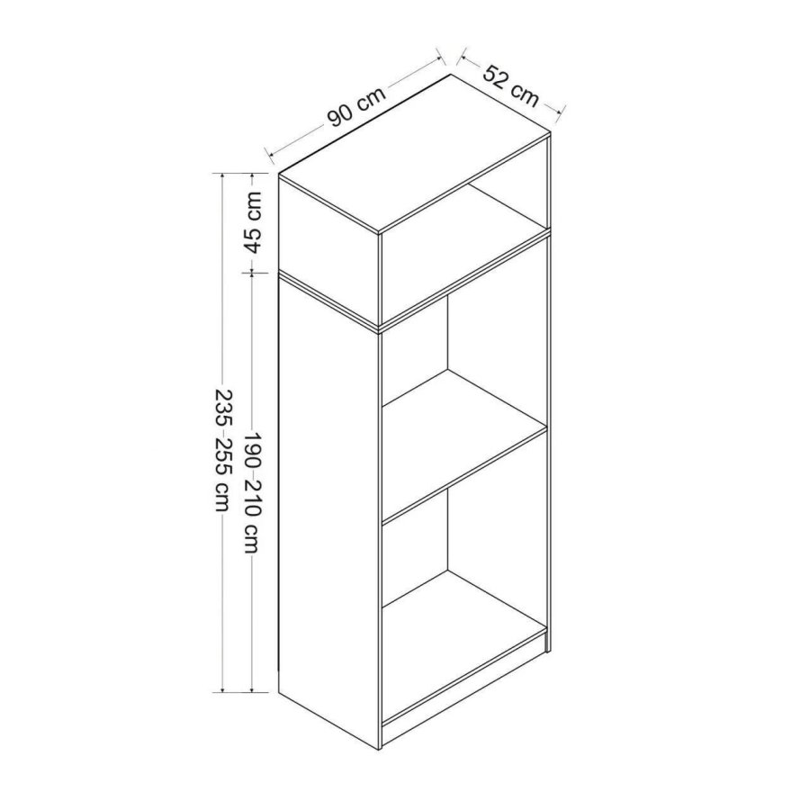 FUNZI LIVING 2220 garderobeskab, m. 3 lger, 1 hylde, 2 bjlestnger, 1 rum - hvid melamin