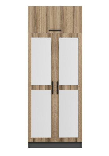 FUNZI LIVING 2226 garderobeskab, m. spejl, 3 lger, 1 hylde, 2 bjlestnger, 1 rum - egetrsfarvet