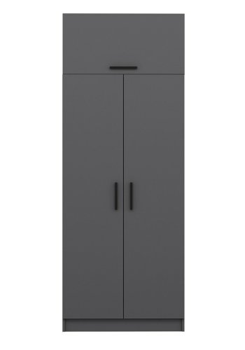 FUNZI LIVING 2229 garderobeskab, m. 3 lger, 1 hylde, 2 bjlestnger, 1 rum - antracitgr melamin