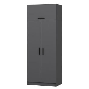 FUNZI LIVING 2229 garderobeskab, m. 3 lger, 1 hylde, 2 bjlestnger, 1 rum - antracitgr melamin