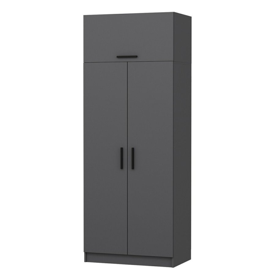 FUNZI LIVING 2230 garderobeskab, m. 3 lger, 1 hylde, 2 bjlestnger, 1 rum - antracitgr melamin